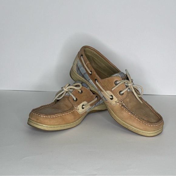 Sperry Other - Sperry Top Side with Blue plaid Tan Boat Shoes and Non-Slip Sole
